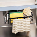 TAILI 4-in-1 Sponge Holder for Kitchen Sink with Strong Suction Cup Removable, Rustproof Stainless Steel Sink Caddy for Sponge, Brush, Scrubber, Scraper -Black