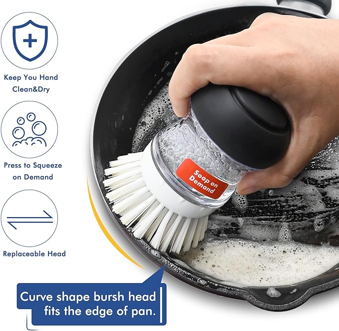 Palm Brush Refills for OXO Soap Dispensing Dish Brush - 4 Pack Cleaning Replacement Brush Head for OXO Palm Brush(White)