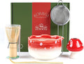 Cute Matcha Set With Mushroom Design Bowl And Whisk Holder, Unique Japanese Matcha Kit Gifts For Women Girls Friends Tea Lovers, Red
