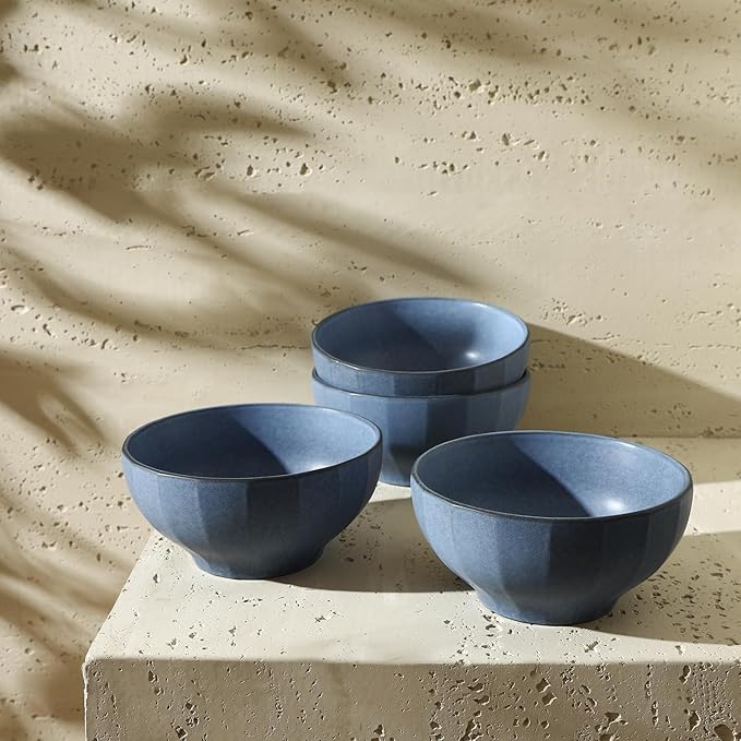 Stone Lain Rio 4-Piece Bowl Set Stoneware, Blue