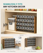 NESAPTO Spice Rack Organizer for Cabinet, Wooden 4 Tier Vertical Seasoning Organizers for Kitchen Pantry, Countertop/Wall Mount, Holds 28 Spice Jars (No Jars Included), 14" W × 9.4" H
