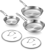 Titanium Pans set, 8+10+12Inch Pure Titanium Hammered Upgarde Pro with Two Lids, Non-Toxic Skillet for Cooking, PFAS/PFOA/PTFE Free Cookware, Dishwasher&Oven Safe, Kitchen Induction Compatible