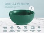 KooK Soup Bowls, Cereal Bowl, Ceramic, Bowls for Kitchen, Microwave, Dishwasher and Freezer Safe, Porcelain Dishes for Pasta, Salad, Oatmeal, Deep Interior, 20 oz, Set of 6, (Hunter Green)
