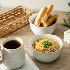 Ceramic Soup Bowls Set of 6, 20 Ounce Deep Creamy White Cereal Bowls, Microwave & Dishwasher Safe, Perfect for Oatmeal, Pasta, Salad, Dessert & Breakfast