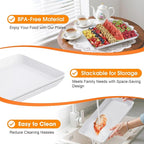 8-Pack Serving Tray, Serving Platter for Parties, Entertaining, Camping & Food Display, Reusable & Stackable Plastic Trays in Kitchen, Rectangular Food Platters for Cookie, Appetizer(White)
