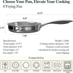 Umite Chef 5 Ply Stainless Steel Frying Pan 8 inch, Non Toxic Professional Stainless Steel Skillets, Dishwasher and Oven-Safe Chef Pan, PFOA&PTFE Free Cookware, Fast & Even Heat, Stay-Cool Handle