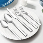 10-Piece Silverware Set, E-far Stainless Steel Flatware Set Service for 2, Modern Tableware Cutlery Set for Home and Restaurant, Square Edge & Mirror Finish, Dishwasher Safe