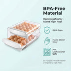 Zagtag® Egg Holder for Fridge, 2-Tier Stackable 40 Eggs Organizer Drawer for Refrigerator, Space-Saving Egg Container, Clear Plastic Egg Tray for Kitchen Storage