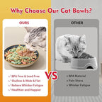 Ceramic Cat Bowls Set of 6 - Colorful/White Cute Shallow Cat Dishes - 5.75-Inch, Whisker Friendly and Wide - Microwave & Dishwasher Safe - 5.3 oz (250 ml) （Colorful 2 ）