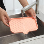 MicoYang Silicone Bathroom Soap Dishes with Drain Spout-Bathroom and Kitchen Sink Organizer,Sponge Holder,Dish Soap Tray,Perfect for Dispenser,Scrubber,Bottle,Cup on Sink or Counter-Pink 9.6"×5.3"