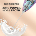 Zulay Kitchen Powerful Milk Frother Wand With 4 AA Duracell Batteries - Ultra Fast Handheld Drink Mixer - Electric Whisk Foam Maker for Coffee, Lattes, Cappuccino, Matcha & Creamer