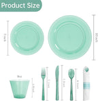 DaYammi 350 Pieces Green Glitter Dinnerware Set 50 Guest for Party St Patricks Day Plates - 50 Dinner Plates, 50 Dessert Plates - 50 Per Rolled Napkins with Green Cutlery - 50 Disposable Cups 9 OZ
