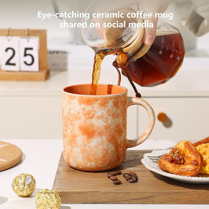 MONITO 17 OZ Coffee Mugs Set of 4, Ceramic Modern Coffee Mugs Set with handle for Tea/Latte/Milk/Cocoa.