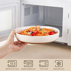 MALACASA 48 OZ Pasta Bowls Set of 4, Large Salad Serving Bowls for Kitchen, Ceramic Soup Bowls Pasta Plates for Dinner, Microwave Dishwasher Safe, Khaki White,Series TARA