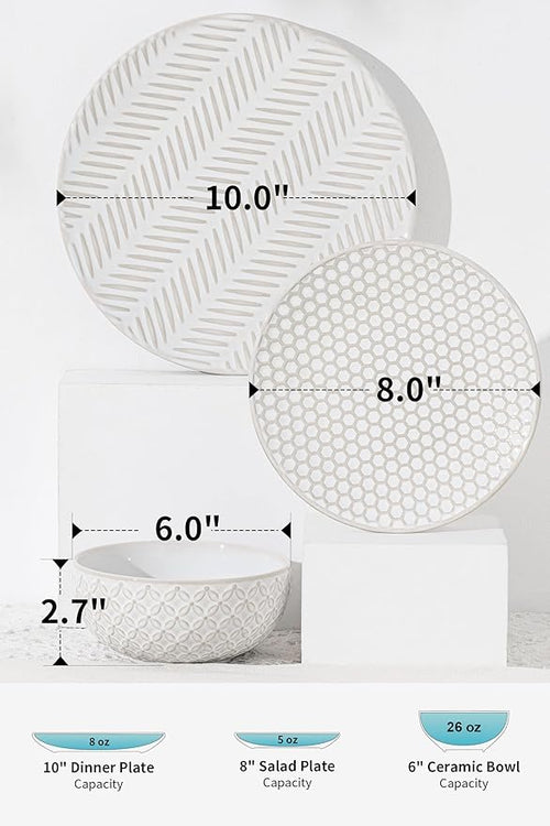 36-Piece Dinnerware Set for 12,Transform Your Table with Stylish Plates & Bowls,Ideal for Hosting, Entertaining & Special Occasions, Dishwasher Safe