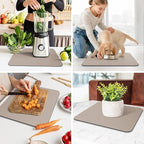 WISELIFE Dish Drying Mat Super Absorbent Drying Mat Large Dish Drying Mats for Kitchen Counter Easy Clean Dish Mat Kitchen Drying Mat15"x 18" Classic Khaki