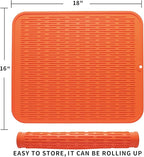 MicoYang Silicone Dish Drying Mat for Multiple Usage,Easy clean,Eco-friendly,Heat-resistant Silicone Mat for Kitchen Counter or Sink,Refrigerator or Drawer Liner Orange XL 18 inches x 16 inches