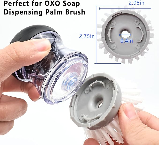 4 Pack Brush Refills for OXO Dish Brush Refill B, Brush Head Replacement OXO Dish Brush Replacement Head（Grey Round）
