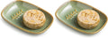 Miamolo Soap Dish Soap Holder Shower, Ceramic Soap Dishes for Bar Soap Sponge, Shower Soap Dish Soap Saver Tray for Bathroom Kitchen Sink, Easy to Clean, Green (Pack of 2)