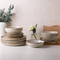 AmorArc Ceramic Dinnerware Sets,Handmade Reactive Glaze Stoneware Plates and Bowls Sets,Highly Scratch Resistant | Dishwasher & Microwave Safe Dishes Set,Service for 4 (12pc)