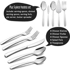 HaWare Heavy Duty Silverware Set, 45 Pieces Stainless Steel Flatware with Serving Utensils, Weight Tableware for 8, Modern Cutlery for Home, Dishwasher Safe, Mirror Polished
