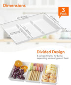 Lifewit Serving Tray Divided for Party Supplies, 8 PCS 15" x 10" Plastic Platters for Serving Food, White Reusable Tray for Veggie, Snack, Fruit, Cookies, Desserts in Kitchen/Pantry
