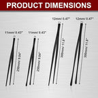12 Inch & 10 Inch Fine Long Tweezers Tongs Stainless Steel, Black Professional Kitchen Tweezers Tongs for Cooking, BBQ, Plating, Repairing (Pack of 4)