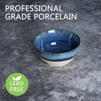 Bosmarlin Small Ceramic Dessert Bowls, 16 Oz, Set of 6, Dishwasher and Microwave Safe, For Cereal, Ice Cream, Soup, Salad, Rice (Deep blue, 16 Oz)