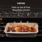 CAROTE 7-Piece Nonstick Stackable Baking Pans Set - Bakeware Sets Including Cookie Sheets for Baking, Muffin Pan, Bread Pan, Cake pan, Loaf Pan, Roasting Pan, Gray & Khaki