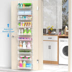 Over the Door Pantry Organizer, 10-Tier Over the Door Organizer with Adjustable Basket, Pantry Door Organization for Pantry Kitchen Storage Room Spice Rack, White