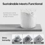 Razborci 3PCS Bathroom Sink Vanity Trays, Quick Stone Drying Mat Dish Soap Dispenser Sponge Holder for Kitchen Counter, Diatomaceous Earth Water Absorbing Caddy Organizer, Light Grey