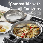5-Ply 10 Pcs Stainless Steel Cookware Set, Pots and Pans Set with Glass Lids, Frying Pans, Saucepans, Saute Pan and Stock Pot, Compatible with All Cooktops, PTFE, PFAS and PFOA Free