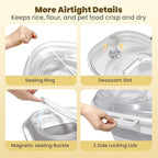 20-50Lbs Rice Container,Collapsible Food Storage Containers with Clear Airtight Lid,Wheels,Date Track,Rice Storage Container with 2PCS Containers and Scoop,Rice Dispenser for Flour Sugar Grain Dog Cat