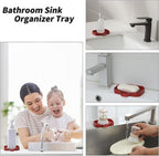MicoYang Silicone Bathroom Soap Dishes with Drain Spout-Bathroom and Kitchen Sink Organizer,Sponge Holder,Dish Soap Tray,Perfect for Dispenser,Scrubber,Bottle,Cup on Sink or Counter-Red 4.9"×3.2"