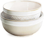 getstar Large Serving Bowls, Ceramic Salad Bowl Set of 4, Microwave and Dishwasher Safe, Farmhouse Kitchen Decorative Nesting Bowls Set (8"+7")