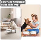 Ceramic Elevated Dog Bowl Set - Double Dog Food and Water Bowls with Metal Stand - Raised Pet Dishes for Puppies and Cats - 1 Cup - 13.5 fl oz - Matte White