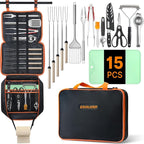 Portable Camping Cooking Utensils Set, Camp Kitchen Set with Organizer Bag, RV Essentials Outdoor Cooking Utensil Kit for Travel, Picnics, Camping, BBQs, Parties