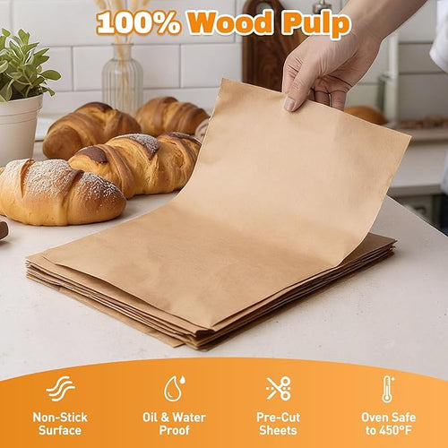 200 PCS 12x16 Inches Parchment Paper Sheets, Unbleached Parchment Paper for Baking, Non Stick Baking Sheets, Precut Parchment Paper Sheets for Baking, Brown Baking Paper (12" X 16")