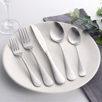 60 Piece Silverware Set for 12, LIANYU Stainless Steel Flatware Cutlery Set Includes Knives, Forks and Spoons, Modern Tableware Set for Home Restaurant Party, Matte Finish, Dishwasher Safe