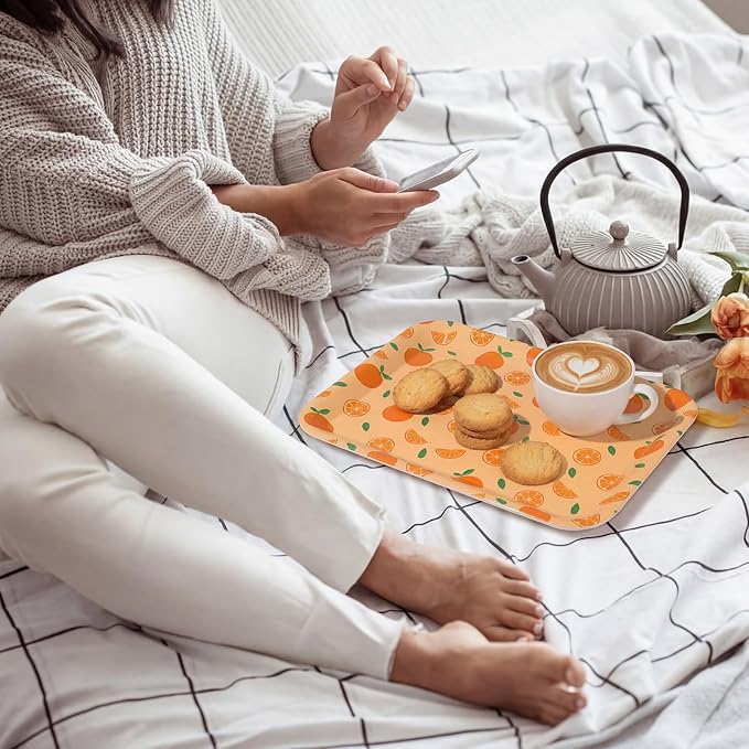 Vesici 3 Pcs Little Cutie Serving Trays 13 x 10 Inch Orange Fruit Melamine Platters Reusable Rectangular Serving Dishes for Party Summer Birthday Baby Shower Sharing Snacks Fruit Dessert Candy