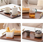 XZHXFX Bamboo Serving Tray with Gold Handles, Food Tray for Breakfast,Coffee Table,Dinner & Bar, Decorative Tray for Kitchen, Bedroom (Large)