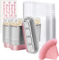 Mini Loaf Baking Pans with Lids And Spoons (100 Pack, 6.8oz) Rectangle Aluminum Foil Baking Pans Tins Containers - Cupcake Containers Wrappers Cheesecake Creme Brulee Ramekins