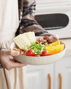 getstar Pasta Bowls, Large Salad Serving Bowls (8.2 inch/35 oz), Ceramic Bowl Plates Set of 4, Farmhouse Embossments, Microwave and Dishwasher Safe