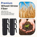 Homienly Unbreakable Coffee Mug Set - 6 Wheat Straw Reusable Cups | Dishwasher Safe Drinking Glasses | Alternative to Plastic Mugs & Glass Cups 16 oz for Camping, Kitchen (Black)