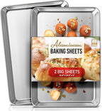 Eatex Aluminum Baking Sheet Set, 2 Pack Cookie Sheet Set, 21” x 15” Large Baking Pan Set, Cookie Sheets for Baking Nonstick, Baking Pans Set, Steel Baking Sheets for Oven, Big Sheet Pans for Baking