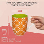 Annovero Large Coffee Mug Set of 6 - Porcelain Cups for Women or Men - Microwave & Dishwasher Safe, Chip Resistant, Zero Lead & Cadmium, for Tea, Cocoa, or Hot Chocolate, 16 Fluid Ounce Capacity