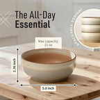 Ava Nord Stoneware Ceramic Cereal Bowls Set of 4, 21 oz | Lead-Free, Cadmium-Free | Microwave and Dishwasher Safe | For Soup, Salad, Rice, Dessert, Ice Cream | Nordic Design | Terracotta/Sage Ash