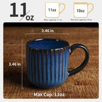 famiware Coffee Mugs Set of 6, Starlight 11 oz Mug Cup Set with Handle for Coffee, Tea, Cocoa, Milk - Ceramic Stoneware Mug Set, Nebulas Blue