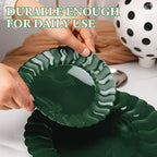 Lullaby 60PCS Green Scalloped Plastic Plates, Disposable Elegant Party Plates Include 30pcs Dinner Plate 10.25", 30pcs Plastic Dessert Plate 7.5", Perfect for Wedding and Party
