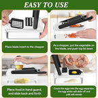 HomeHacks Vegetable Chopper Vegetable Cutter, 12 in 1 Kitchen Gadget, Dicer, Slicer, Onion Cutter, Salad, Cheese Grater & Egg Separator - Multi-Functional Veggie Chopper Lid with Handle (White)